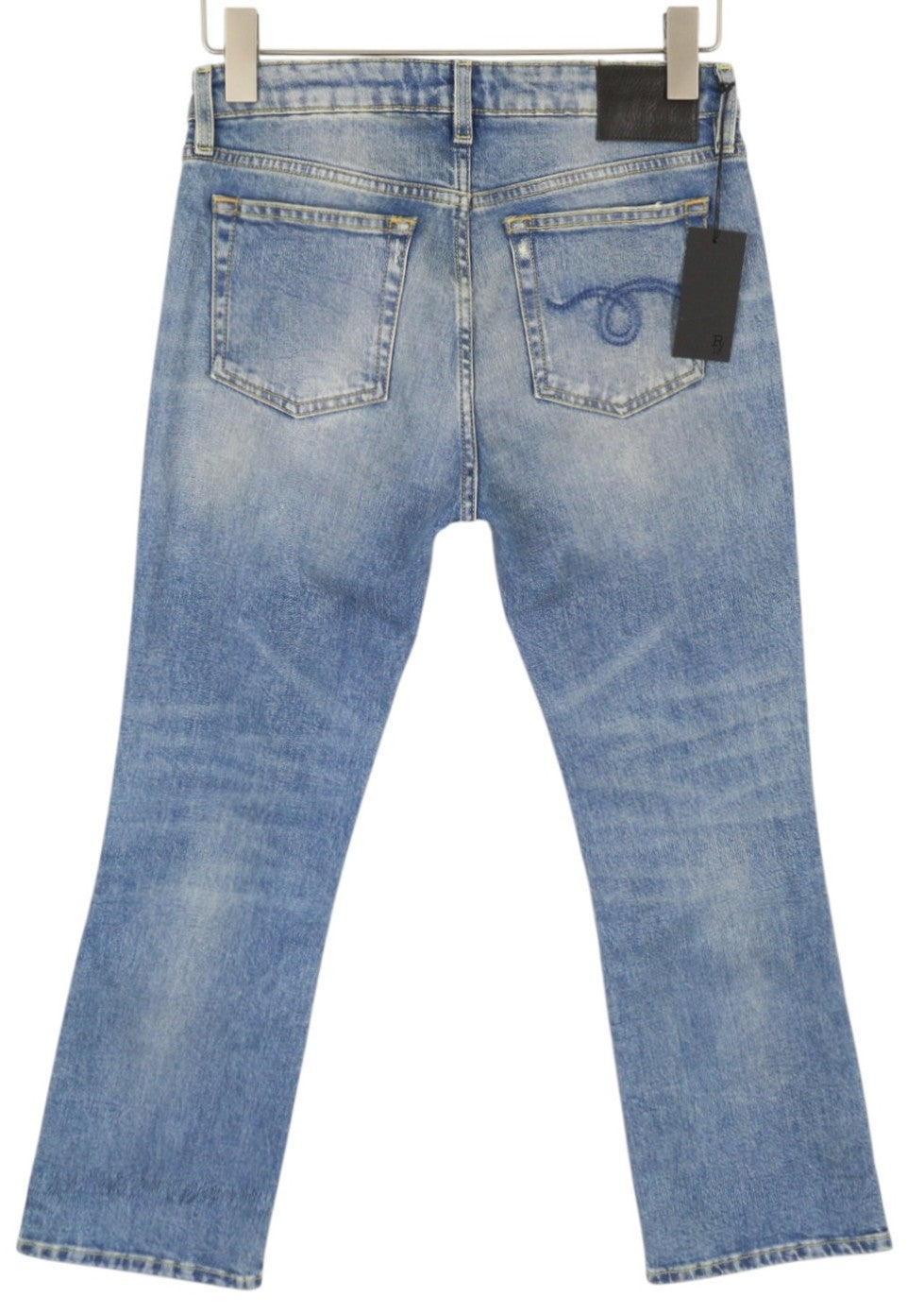 R13 Kick Fit Women Jeans 28 Jasper Stretch Washed Faded Cropped Ankle Denim