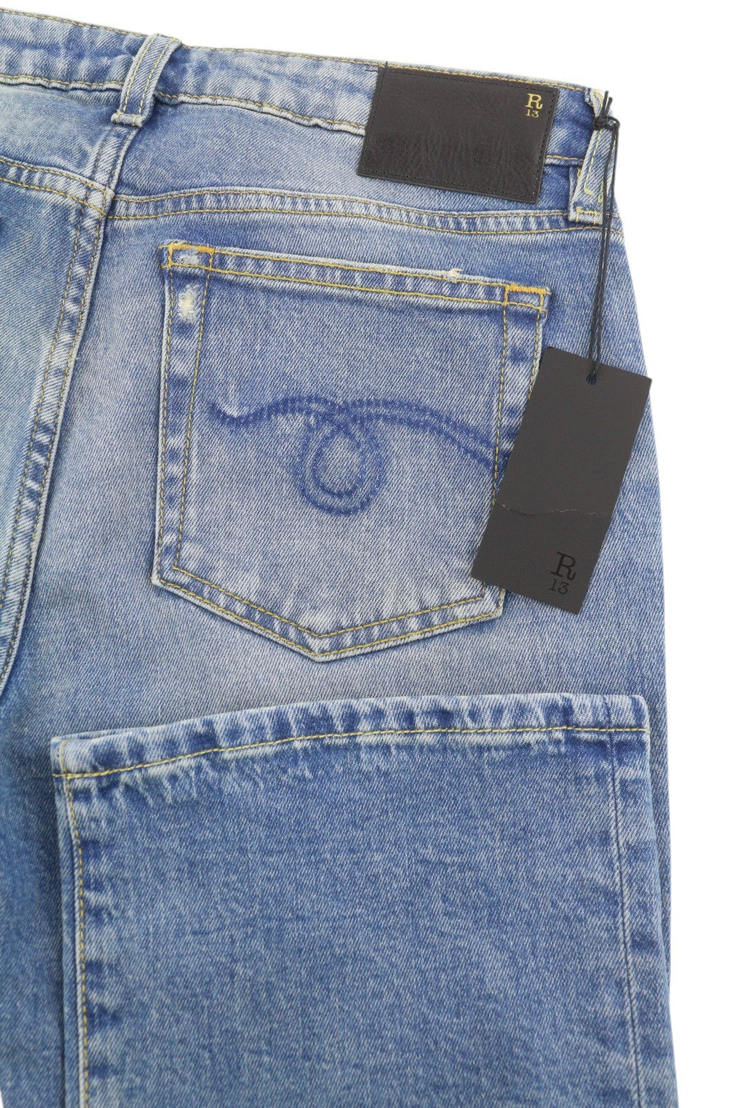 R13 Kick Fit Women Jeans 28 Jasper Stretch Washed Faded Cropped Ankle Denim