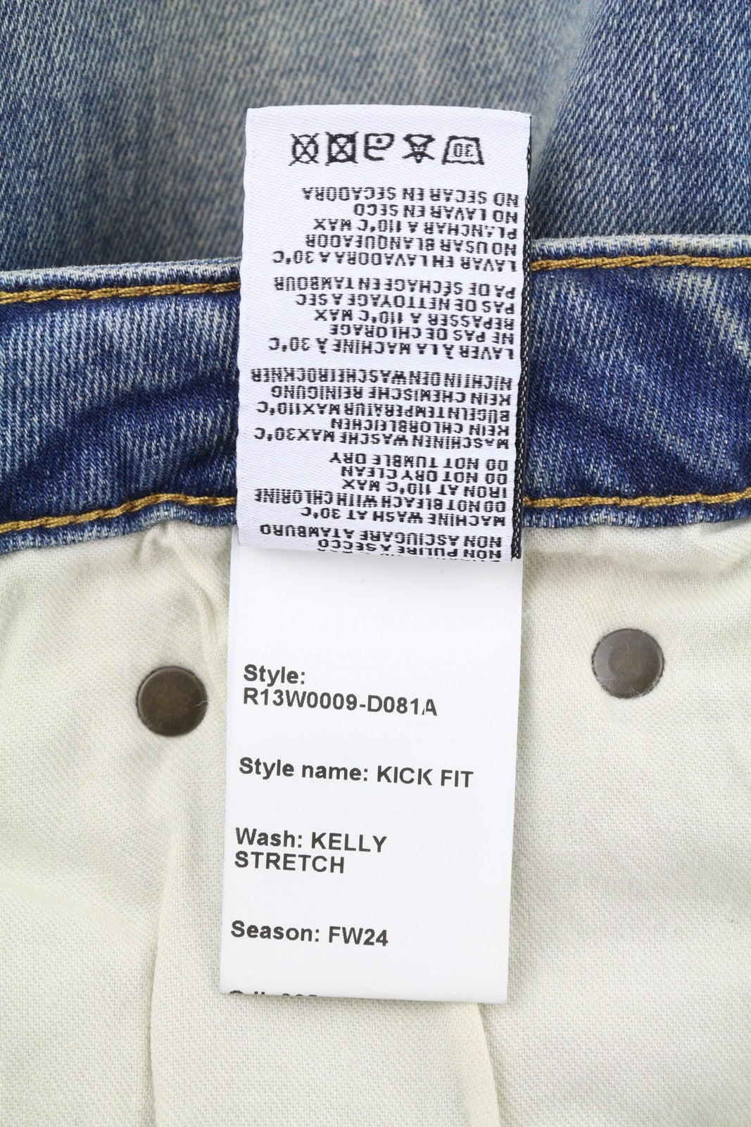 R13 Kick Fit Women Jeans 25 Kelly Stretch Washed Faded Cropped Ankle RRP699