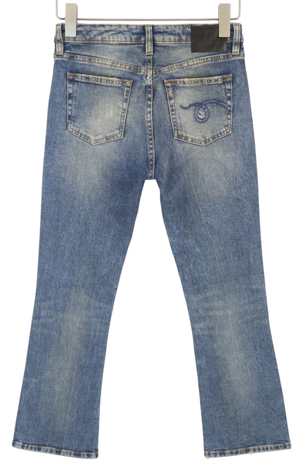 R13 Kick Fit Women Jeans 25 Kelly Stretch Washed Faded Cropped Ankle RRP699