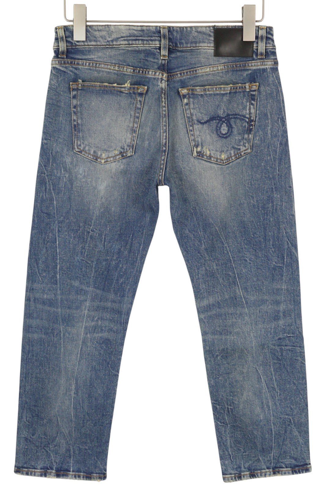 R13 Boy Straight Women Jeans 27 Kelly Stretch Washed Cropped Zip RRP645