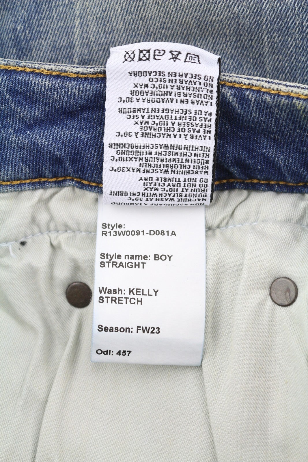 R13 Boy Straight Women Jeans 27 Kelly Stretch Washed Cropped Zip RRP645