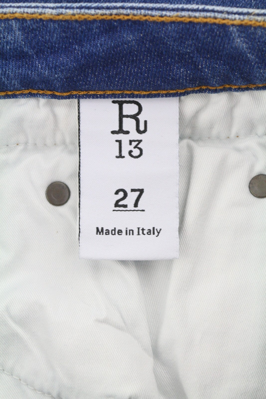 R13 Boy Straight Women Jeans 27 Carlton Stretch Cropped Ankle Blue Denim