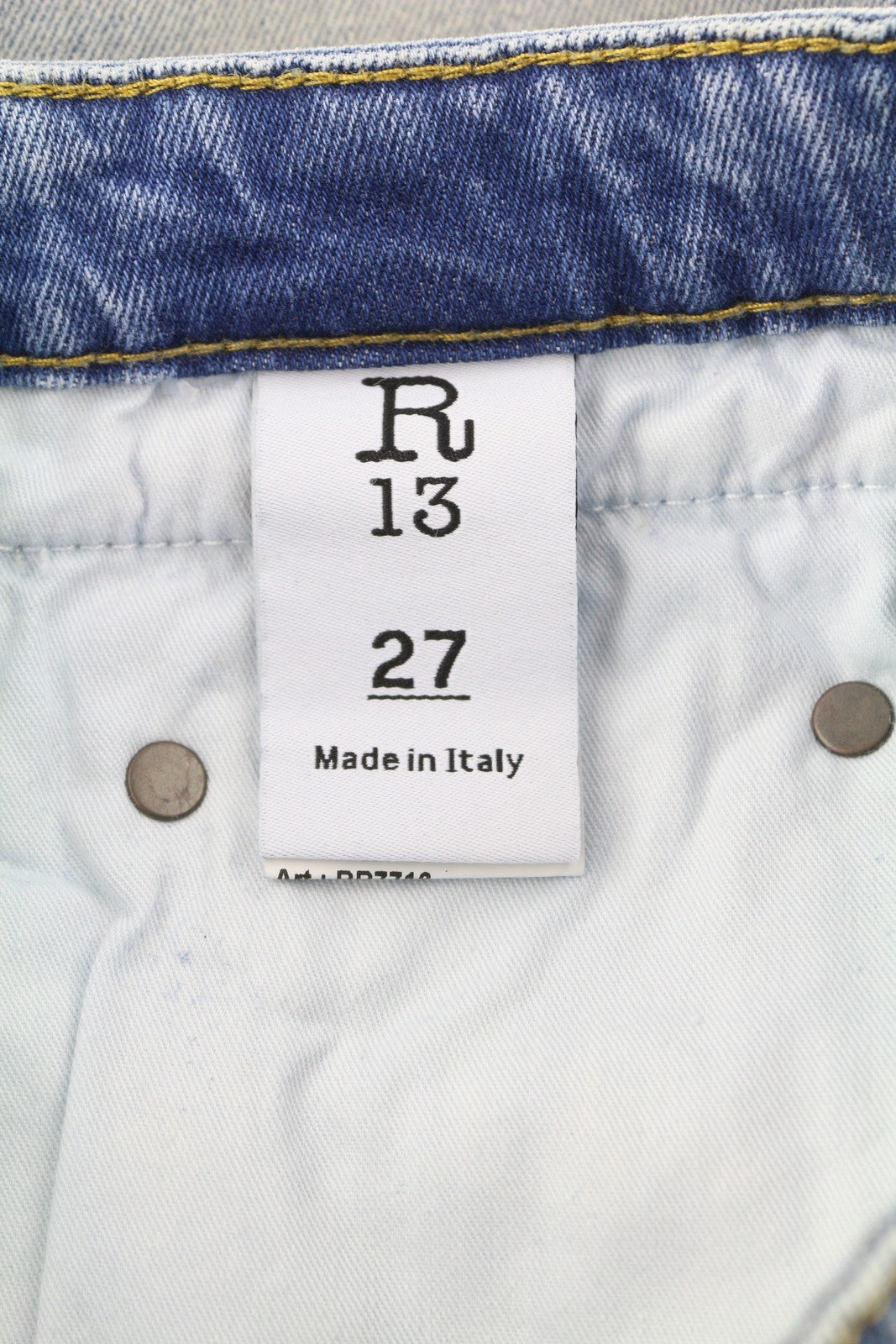 R13 Boy Skinny Women Jeans 27 Jasper Stretch Washed Faded Cropped Ankle Blue