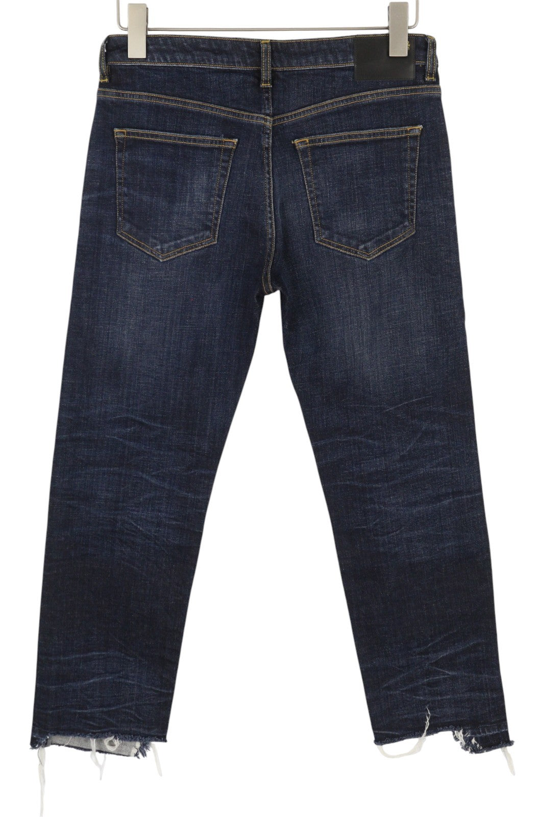 R13 Boy Straight Women Jeans 27 Blue Faded Whisker Distressed Cropped Denim