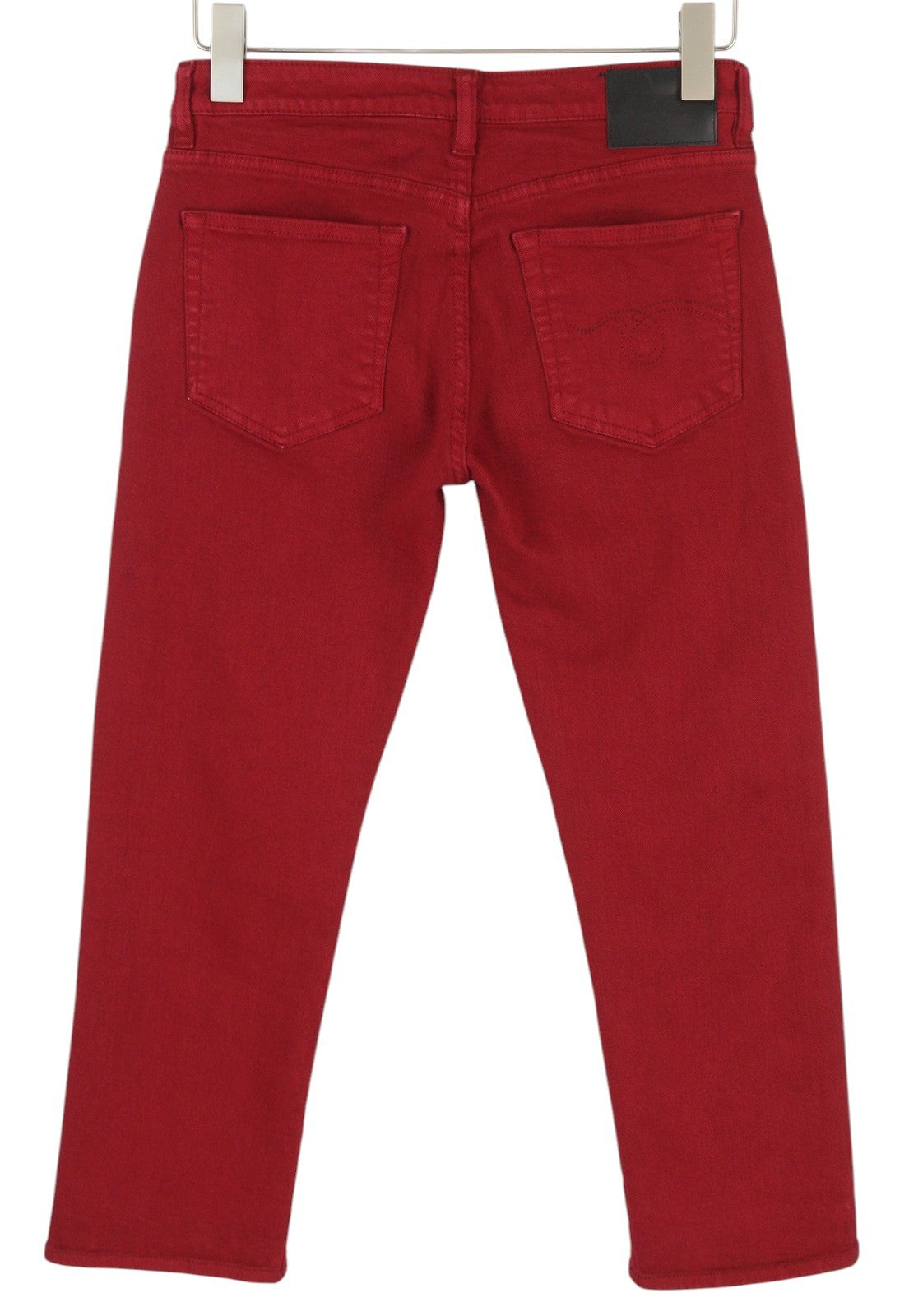 R13 Boy Straight Women Jeans 27 Vivid Red Stretch Cropped Ankle Zip Fly