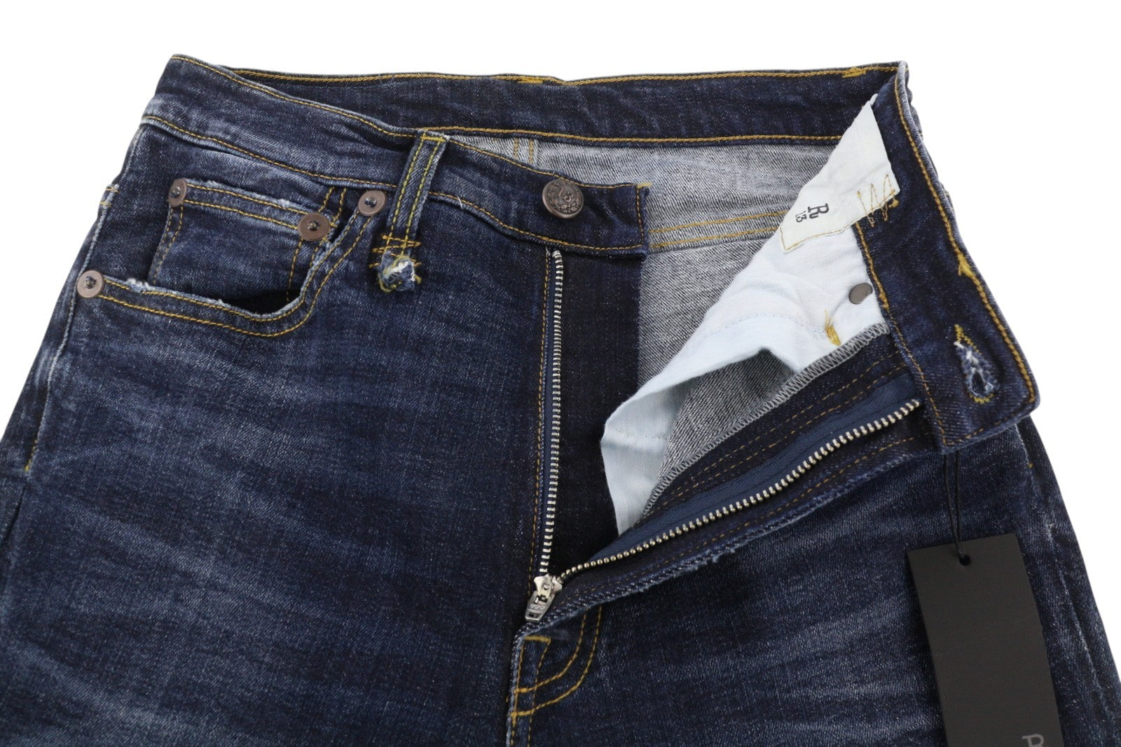 R13 High Rise Skinny Women Jeans 27 Howell Indigo Faded Whisker Distress