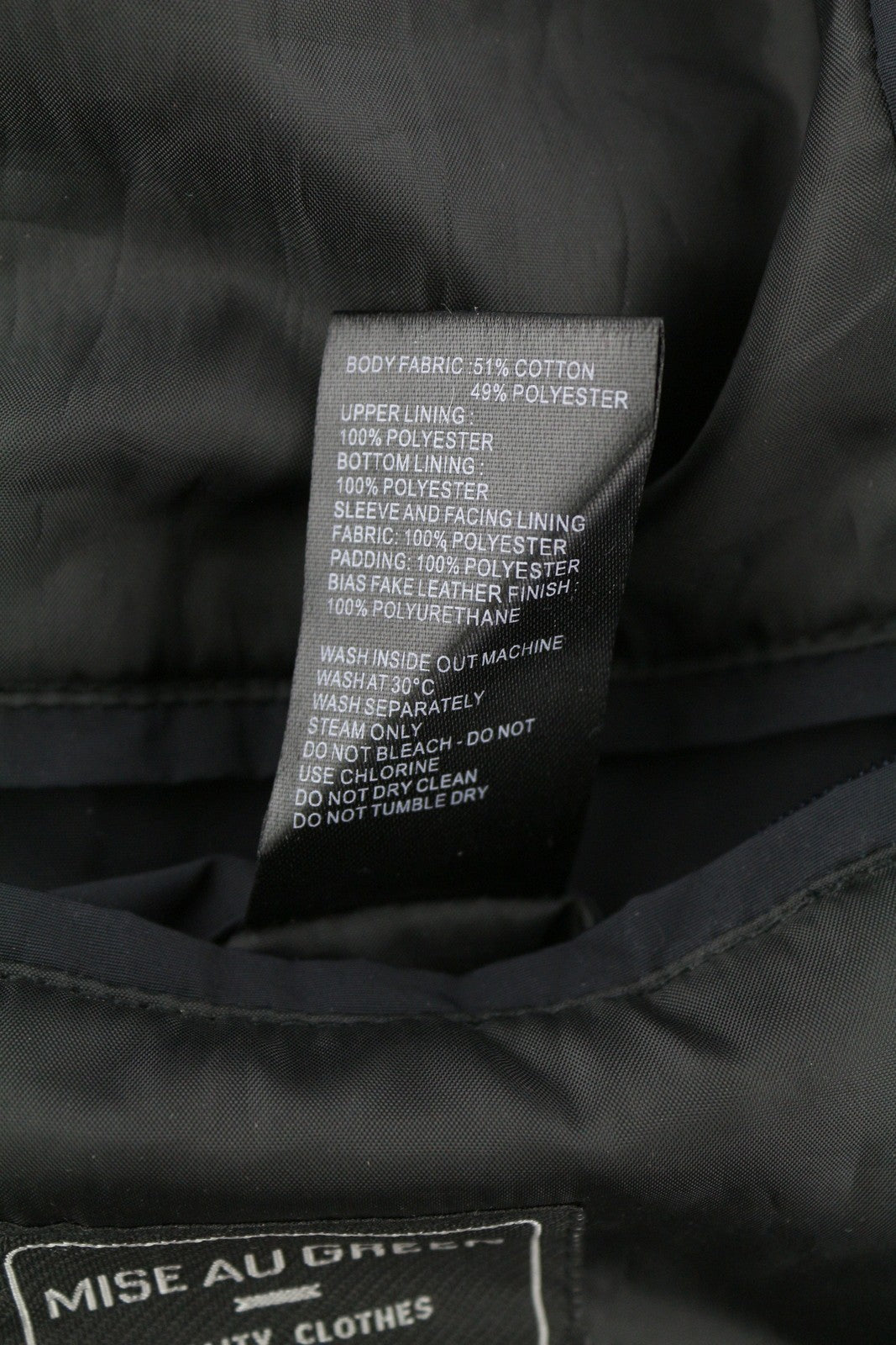 MISE AU GREEN Men Jacket L Black High Neck Full Zip Insulated Lined