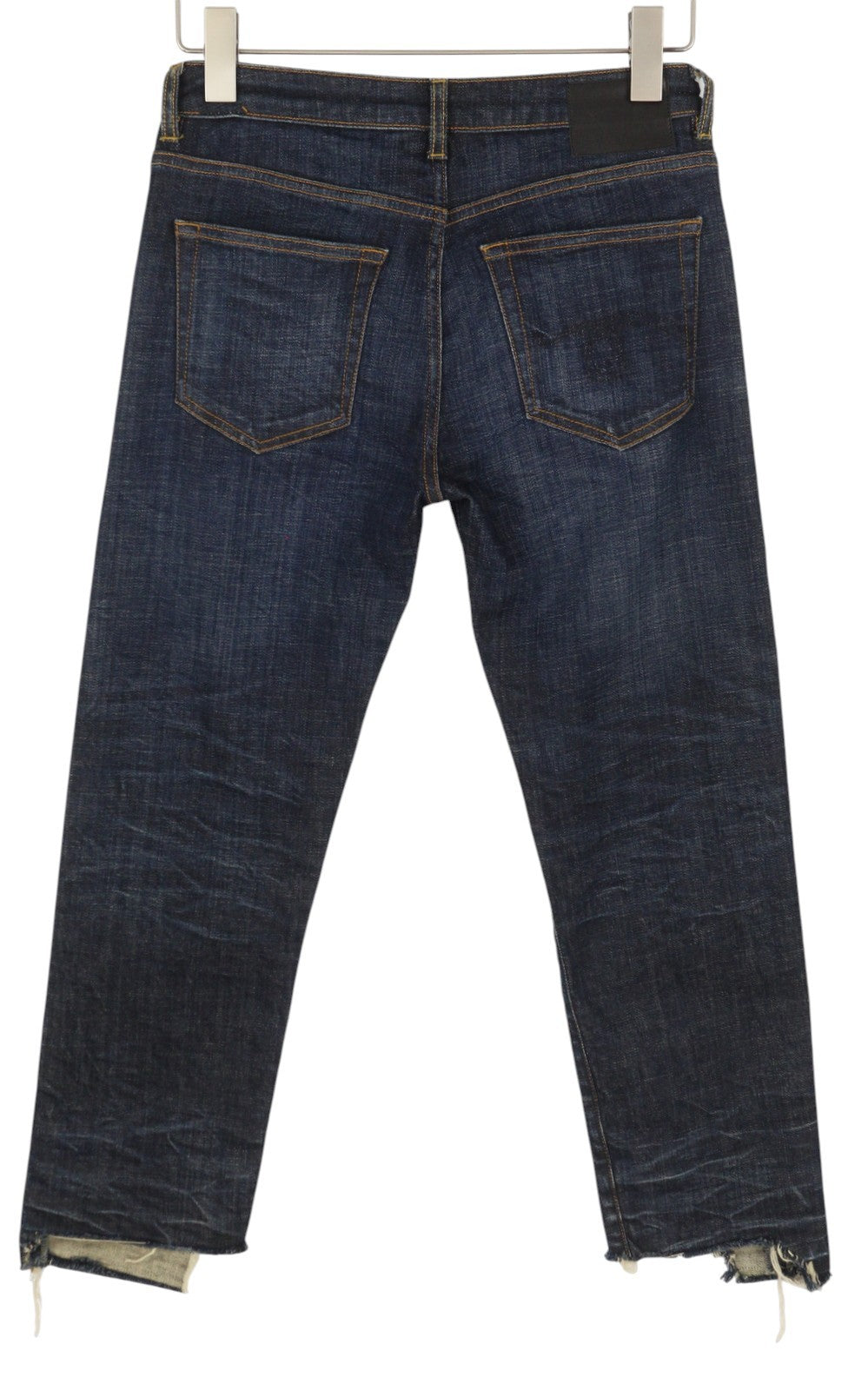 R13 Boy Straight Women Jeans 27 Howell Indigo Distressed Cropped Ankle