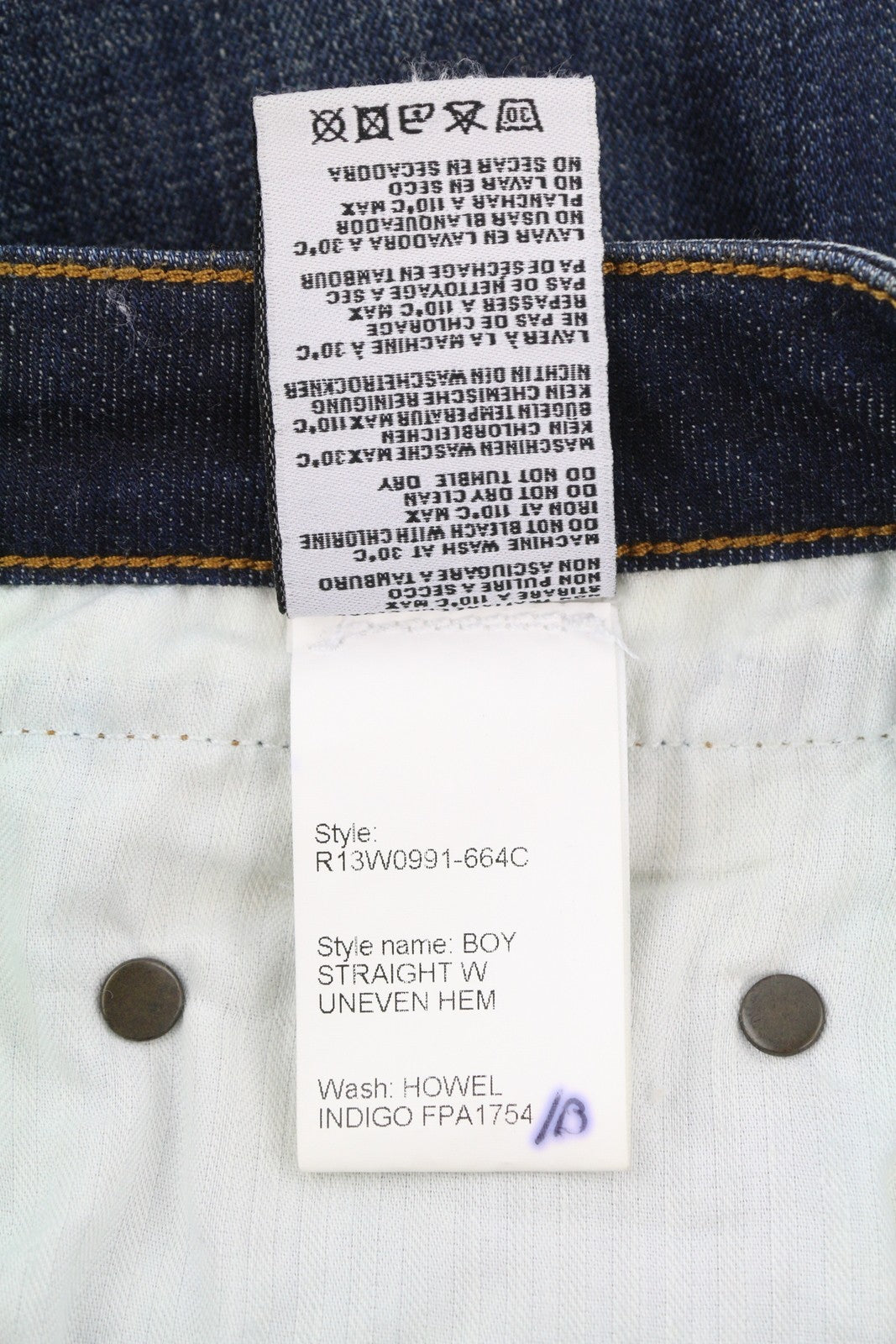 R13 Boy Straight Women Jeans 27 Howell Indigo Distressed Cropped Ankle