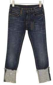 R13 Kate Skinny Cuff Women Jeans 27 Howell Indigo Distressed Cropped Ankle