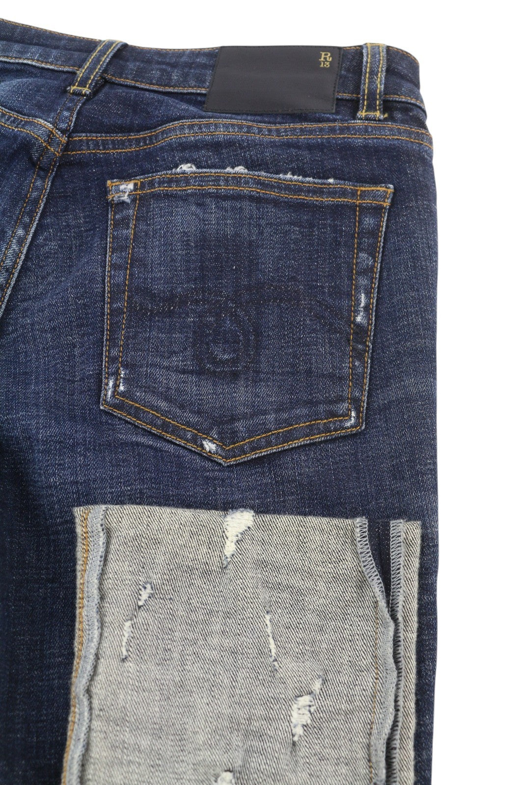 R13 Kate Skinny Cuff Women Jeans 27 Howell Indigo Distressed Cropped Ankle