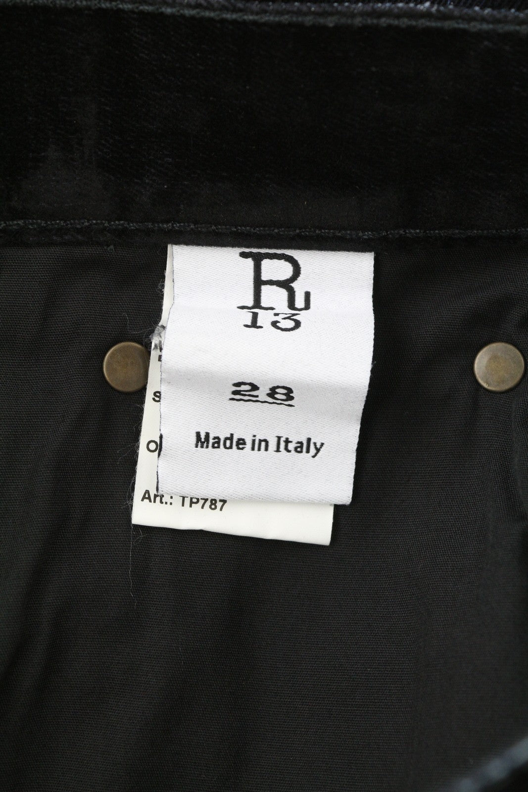 R13 Romeo Women Jeans 28 Black Velvet Flocked Cropped Low Rise Dark