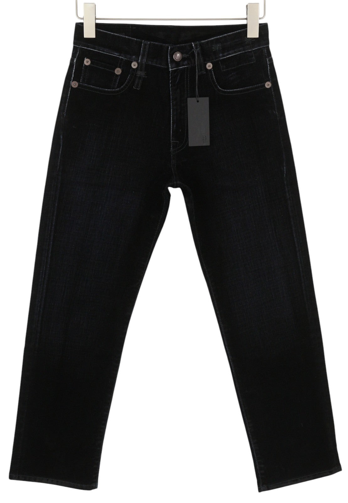 R13 Romeo Women Jeans 24 Black Velvet Flocked Cropped Low Rise Dark