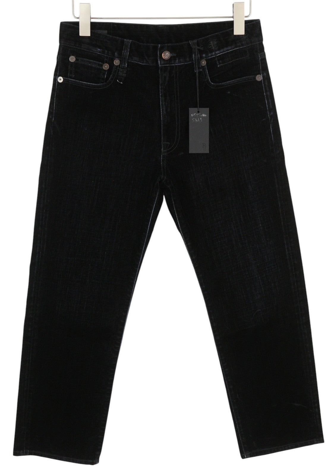 R13 Romeo Women Jeans 24 Black Velvet Flocked Cropped Low Rise Logo