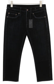 R13 Boy Straight Women Jeans 28 Black Velvet Flocked Cropped Ankle Logo