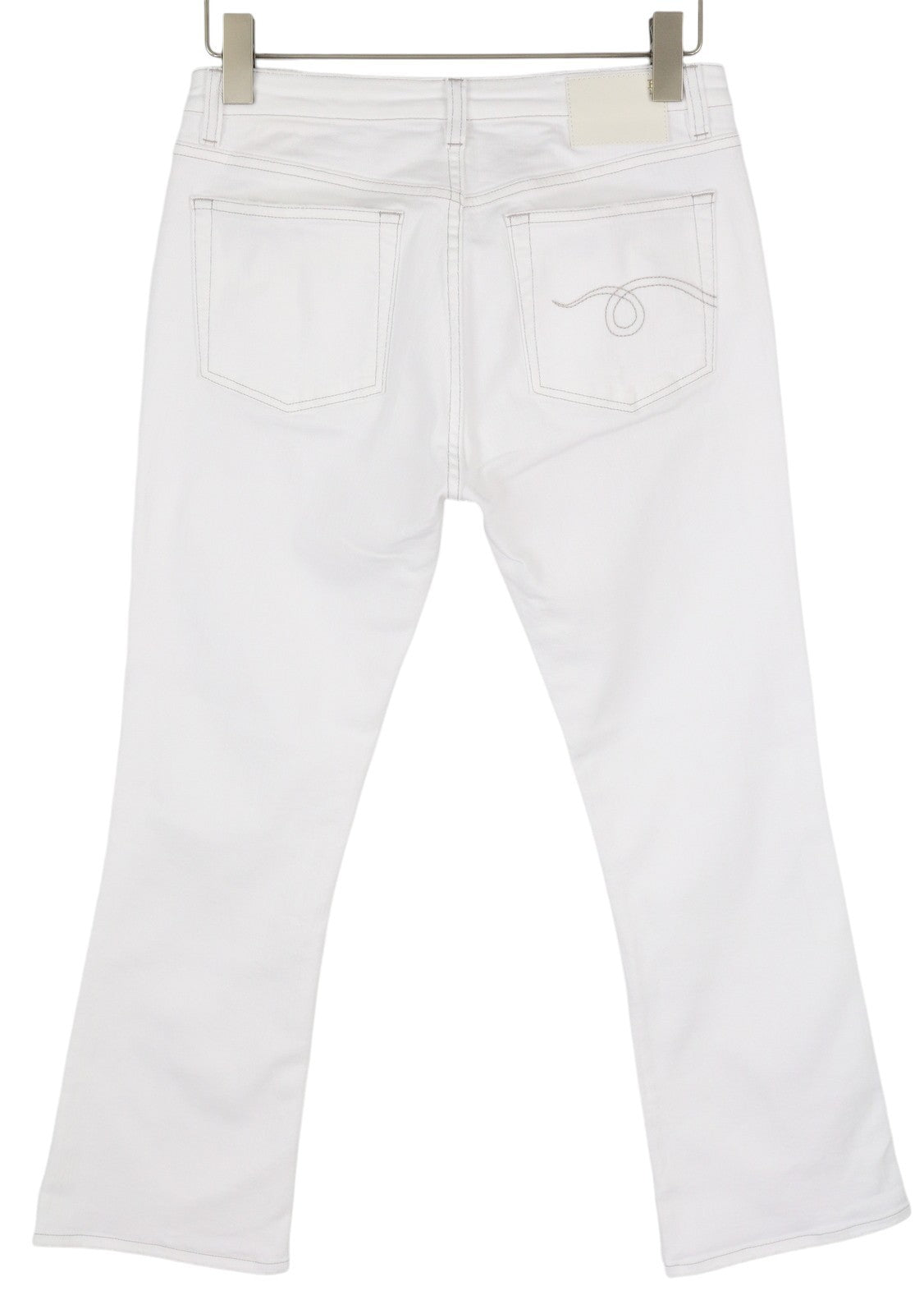 R13 Kick Fit Women Jeans 29 Bale White Cropped Flared Ankle Zip Light Denim