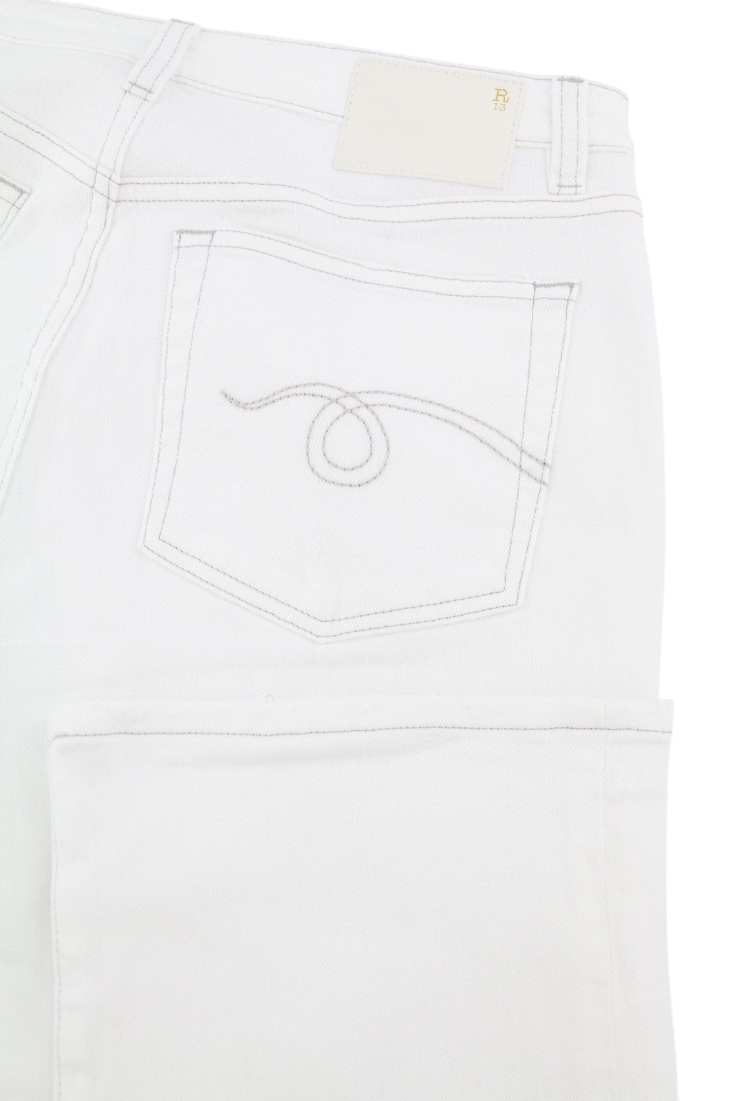 R13 Kick Fit Women Jeans 29 Bale White Cropped Flared Ankle Zip Light Denim