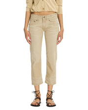 R13 Boy Straight Women Jeans 24 Khaki Stretch Washed Cropped Ankle RRP699