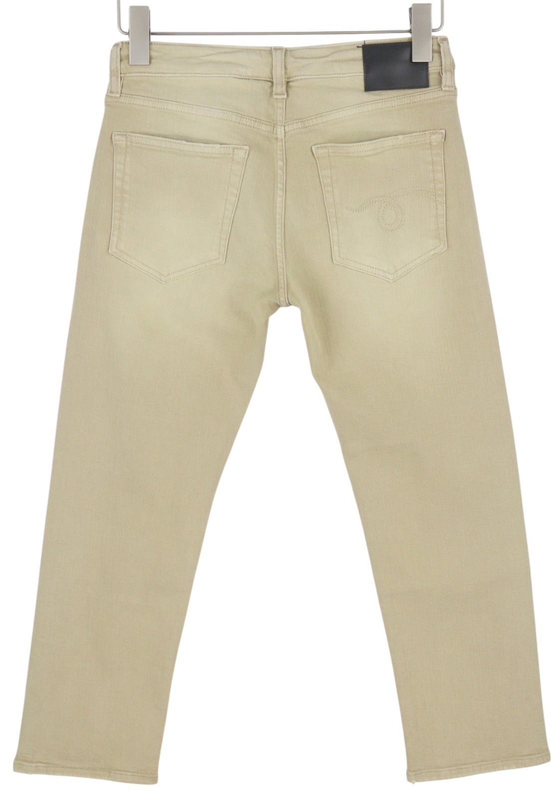 R13 Boy Straight Women Jeans 27 Khaki Stretch Washed Cropped Ankle RRP699