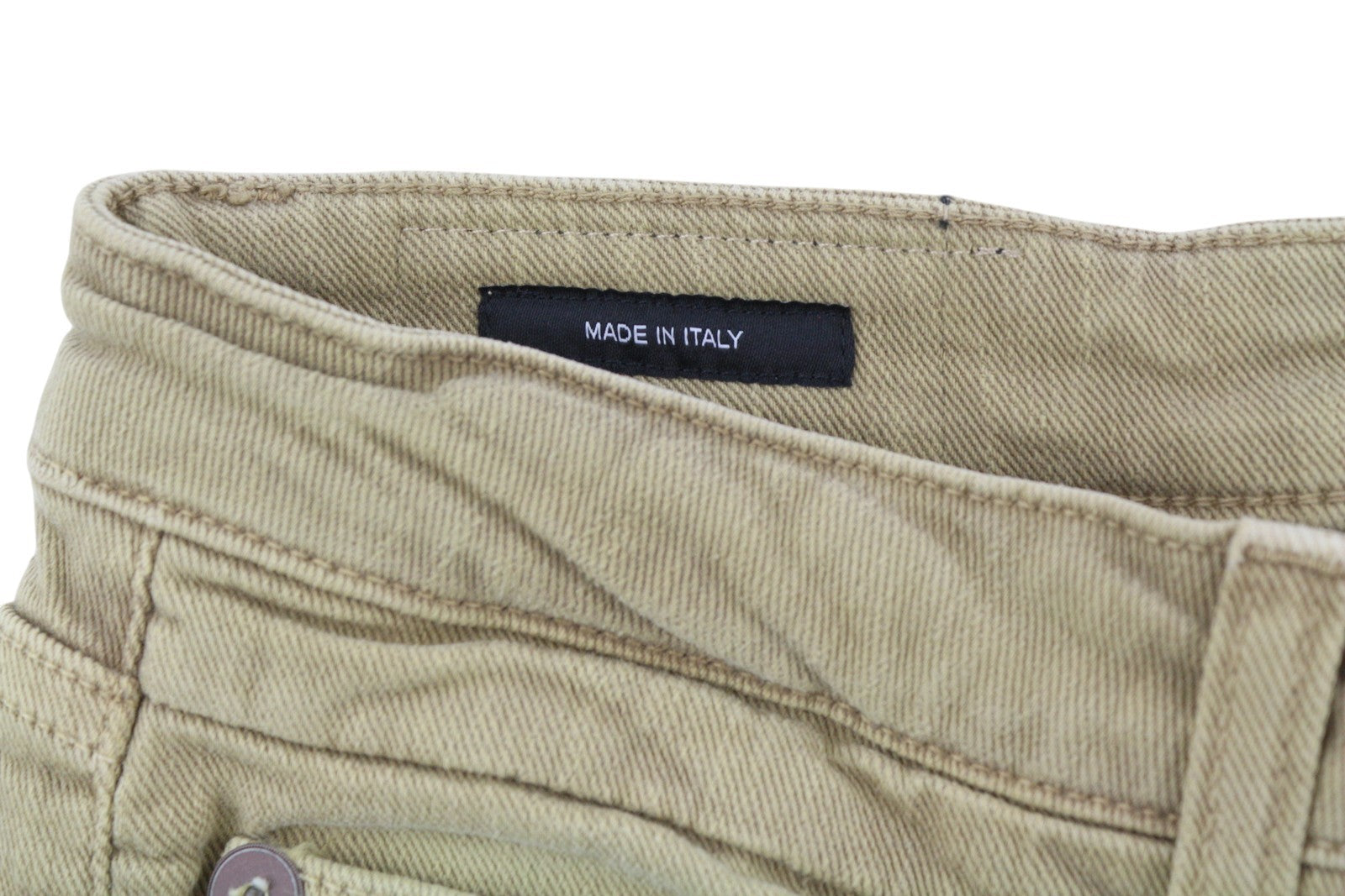 R13 Boy Straight Women Jeans 26 Khaki Stretch Washed Logo Ankle RRP699