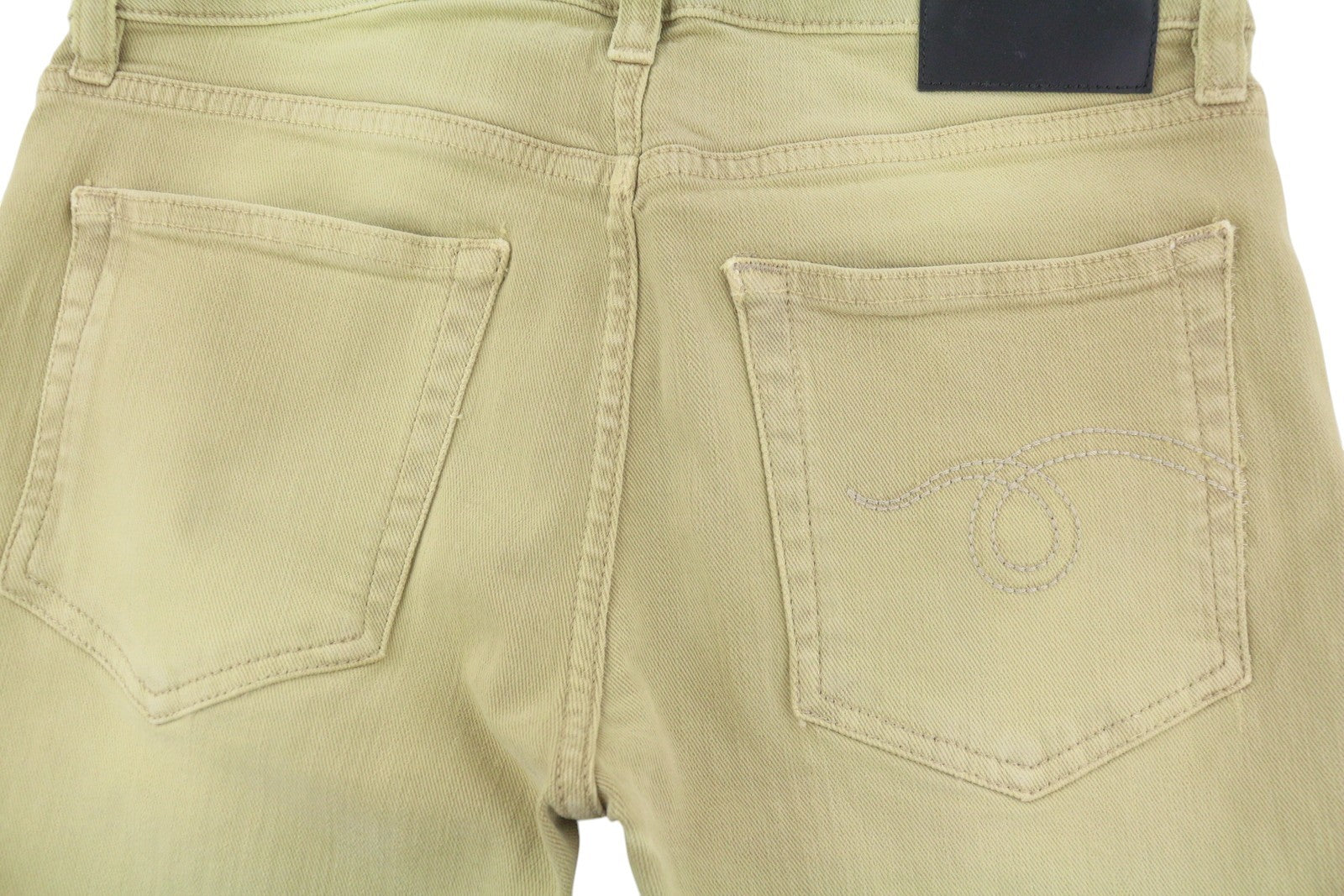 R13 Boy Straight Women Jeans 27 Khaki Stretch Faded Casual Ankle RRP699