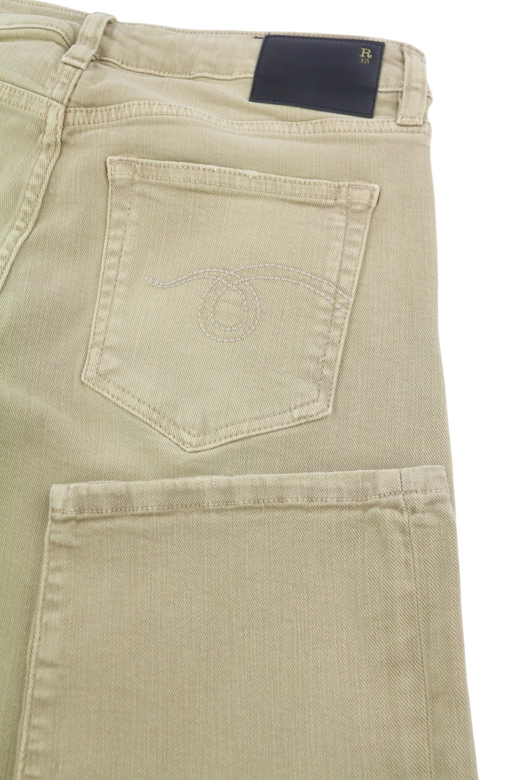 R13 Boy Straight Women Jeans 28 Khaki Stretch Denim Cropped Ankle RRP699