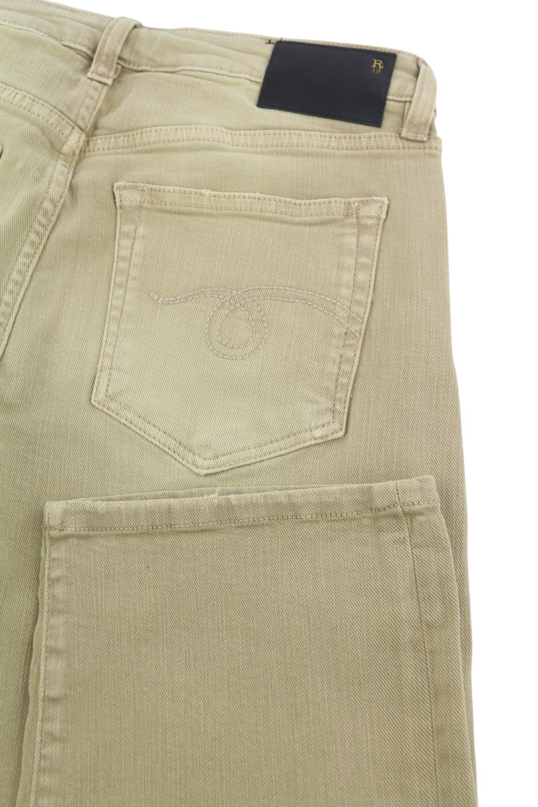 R13 Boy Straight Women Jeans 28 Khaki Stretch Cropped Light Denim RRP699