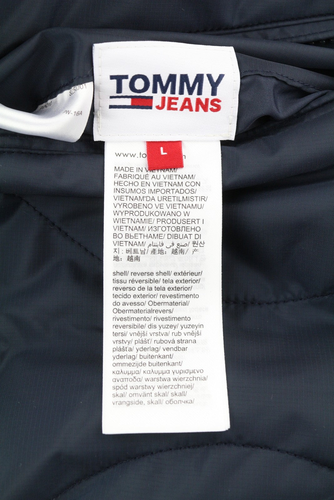 TOMMY HILFIGER Reversible Quilted Men Jacket L Blue Padded Hood Full Zip RRP239