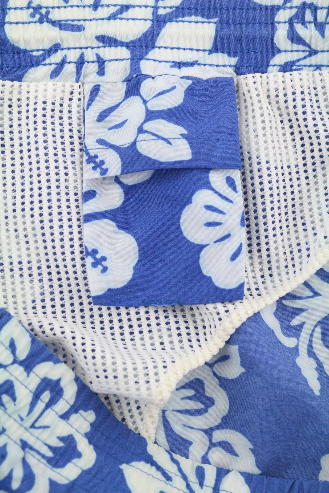 GANT Men Swimwear L Blue Floral Print Elastic Waist Drawstring Mesh Lined