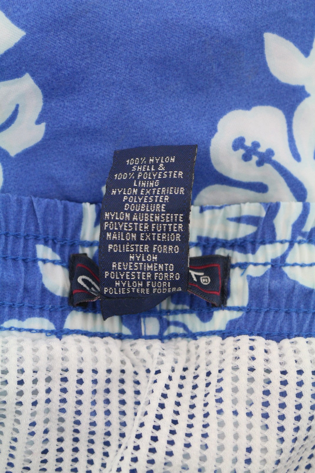 GANT Men Swimwear L Blue Floral Print Elastic Waist Drawstring Mesh Lined