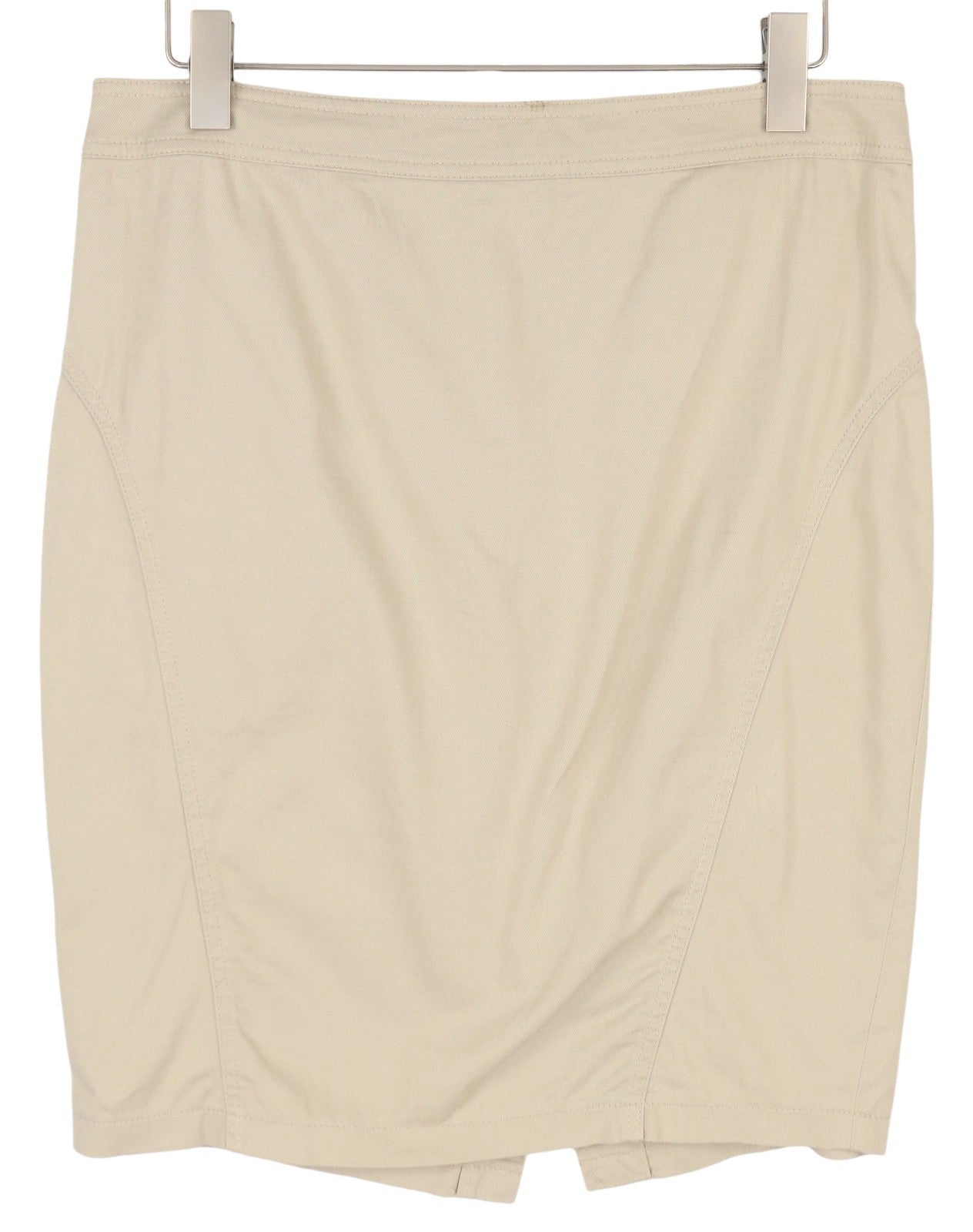 ARMANI JEANS Women Skirt EU46 Beige Zip Fly Split Pencil Mini Unlined