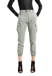 REPLAY W8769B Women Trousers W29 Grey Cropped Cargo Button Fly Ankle