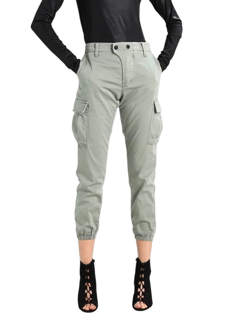 REPLAY W8769B Women Trousers W29 Grey Cropped Cargo Button Fly Ankle