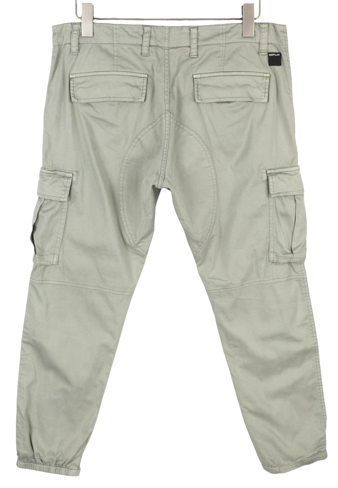 REPLAY W8769B Women Trousers W29 Grey Cropped Cargo Button Fly Ankle