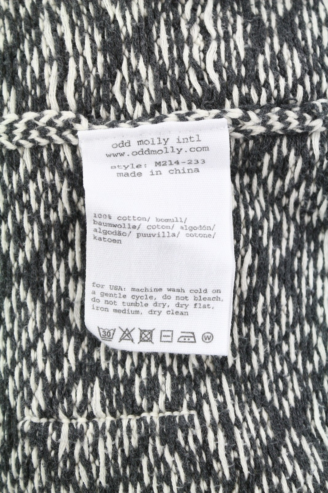 ODD MOLLY M214-233 Women Jumper XS Grey Cotton Patterned Knit Logo Cardigan