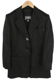 GIANFRANCO FERRE Women Jacket 42 Black Lightweight Button Front Notch Lapel