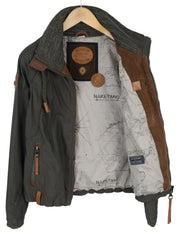 NAKETANO Women Jacket S Grey Lightweight High Neck Lined Long Sleeve