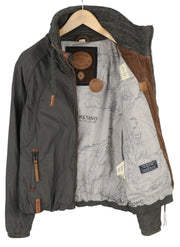 NAKETANO Women Jacket M Grey Casual High Neck Lined Long Sleeve