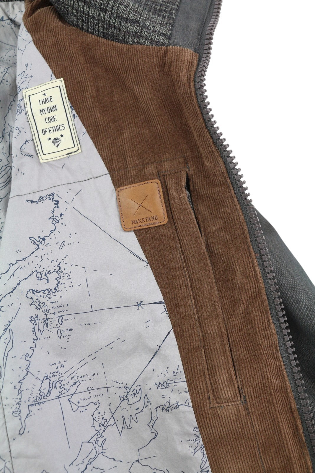 NAKETANO Women Jacket M Grey Casual High Neck Lined Long Sleeve