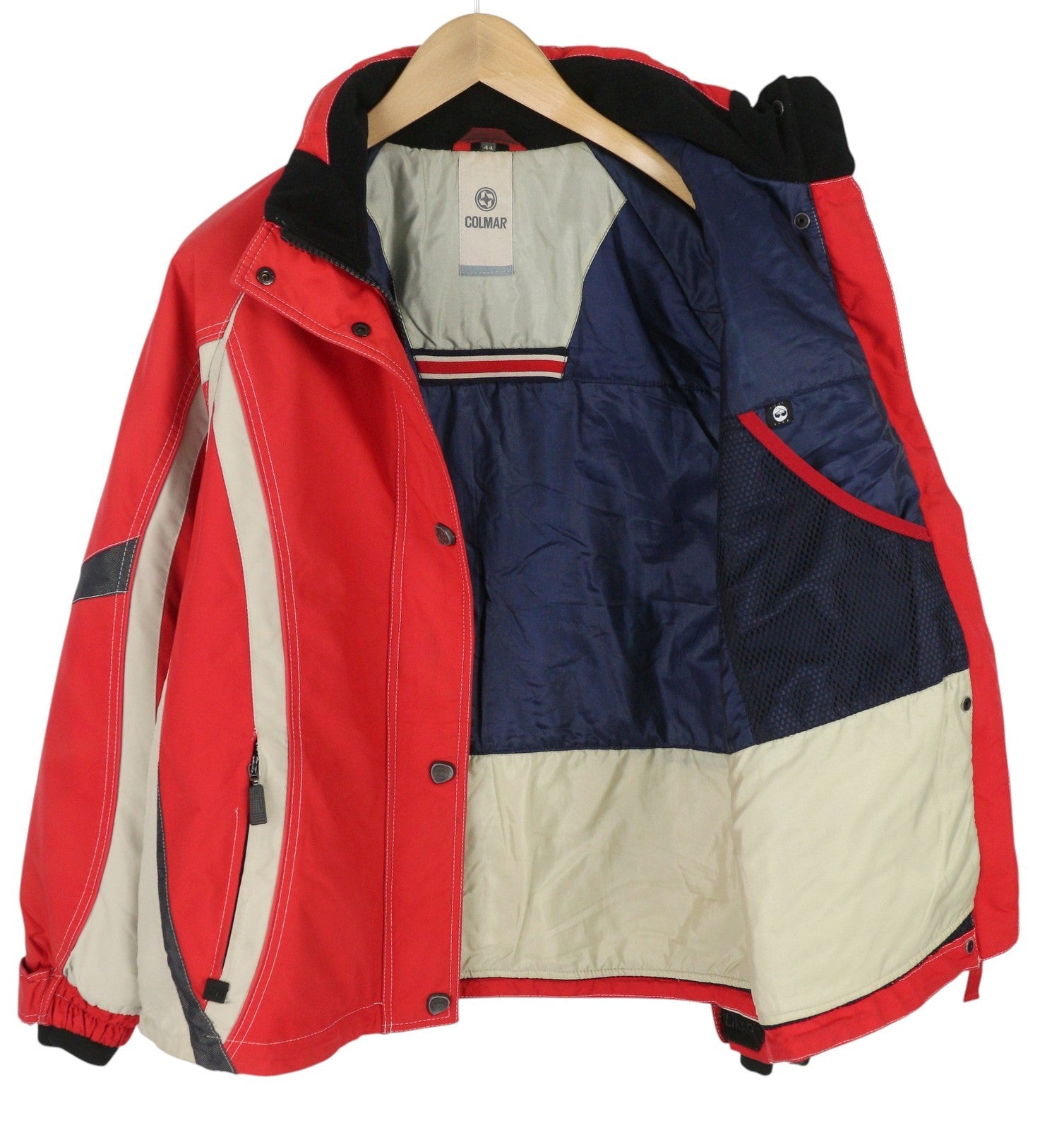 COLMAR Men Jacket 44 Red Vintage Zip Front Lined Lightweight Hood