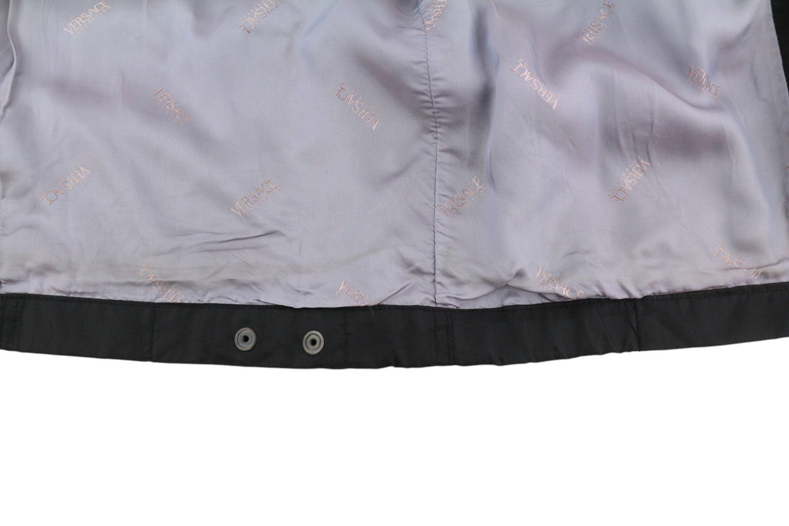 VERSACE Men Jacket 50 Black High Neck Lined Zip Pockets Lightweight