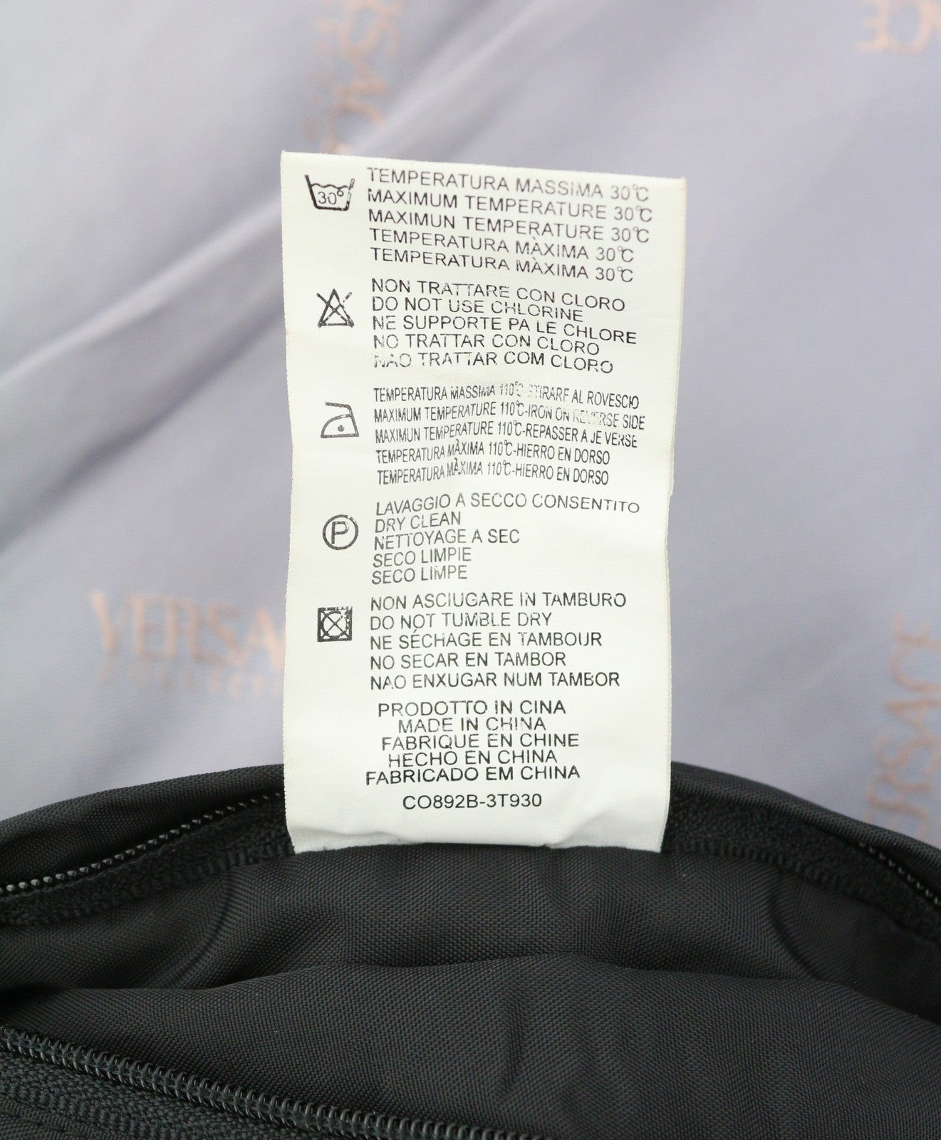 VERSACE Men Jacket 50 Black High Neck Lined Zip Pockets Lightweight