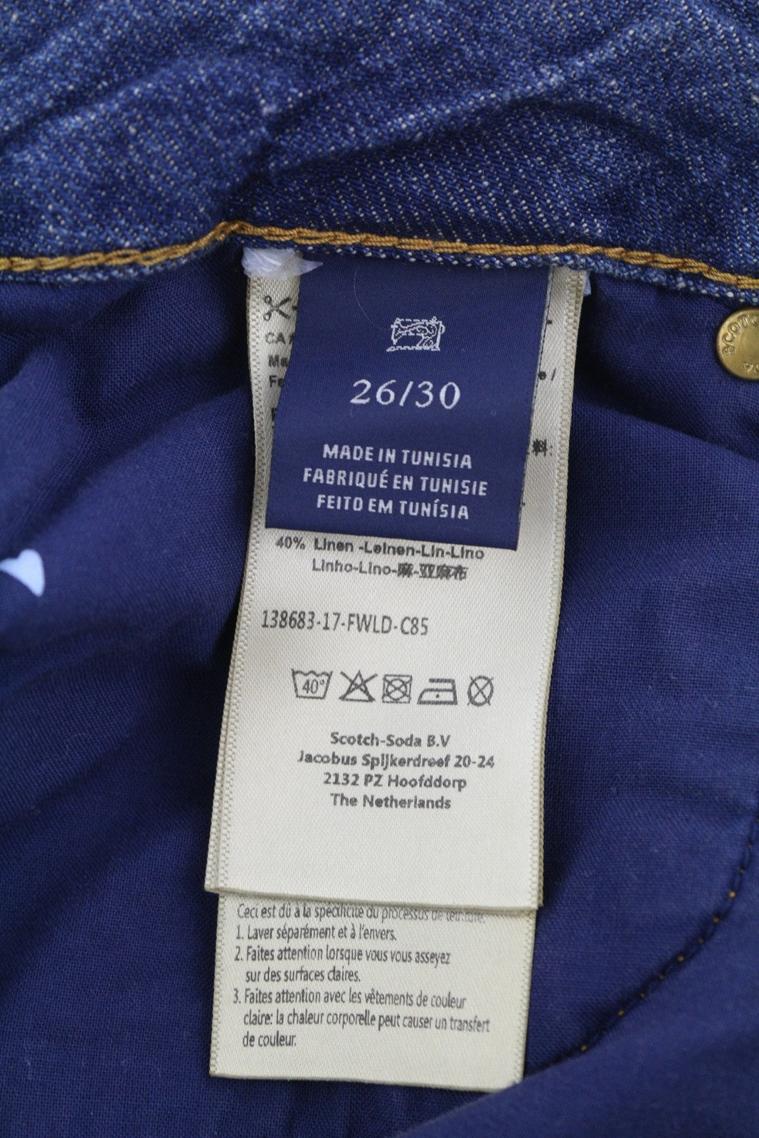SCOTCH & SODA Bandit Women Jeans W26/L30 Linen Blend Distressed Slim Tapered