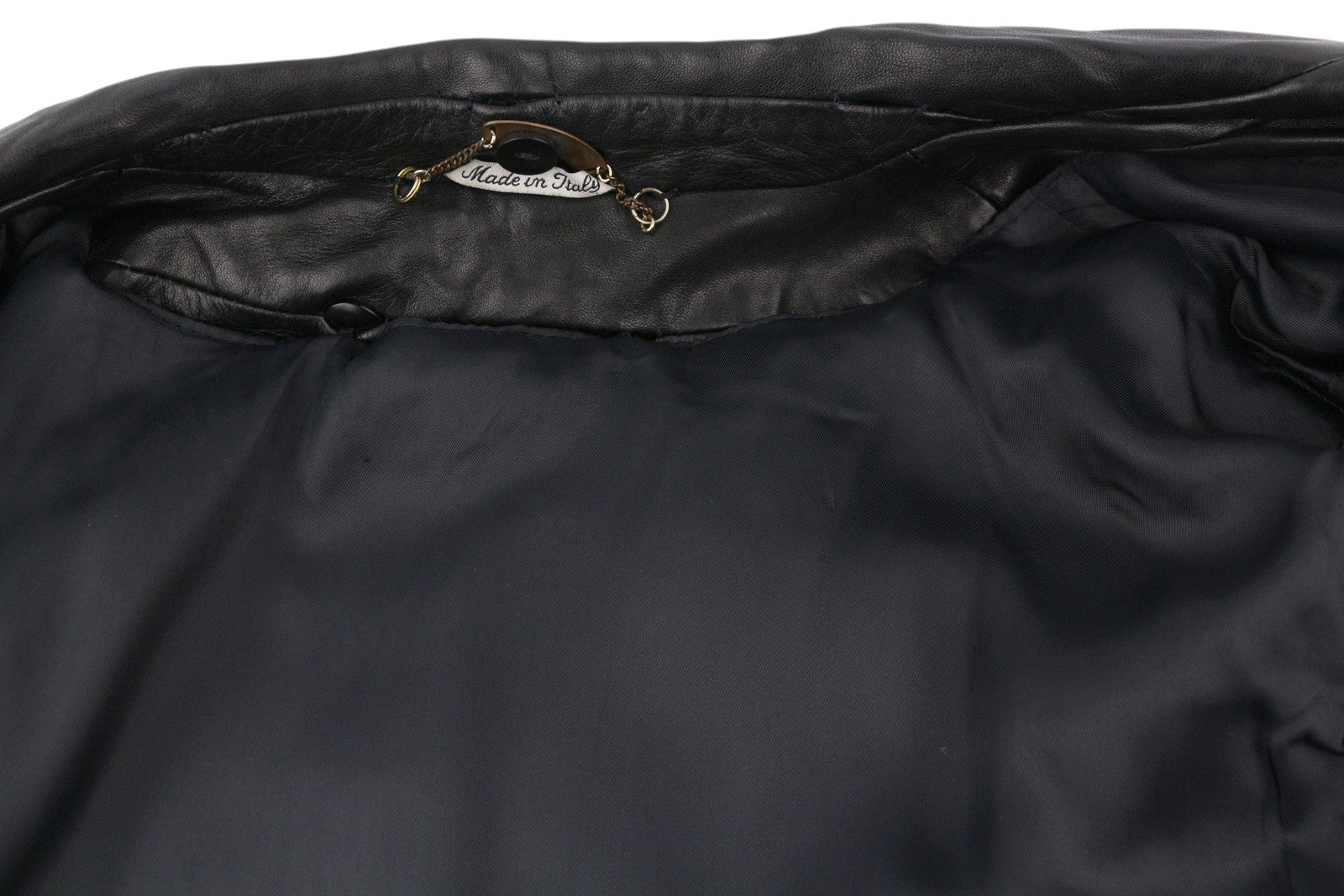 MARINA RINALDI Women Jacket ~M Vintage Black Leather Removable Lining