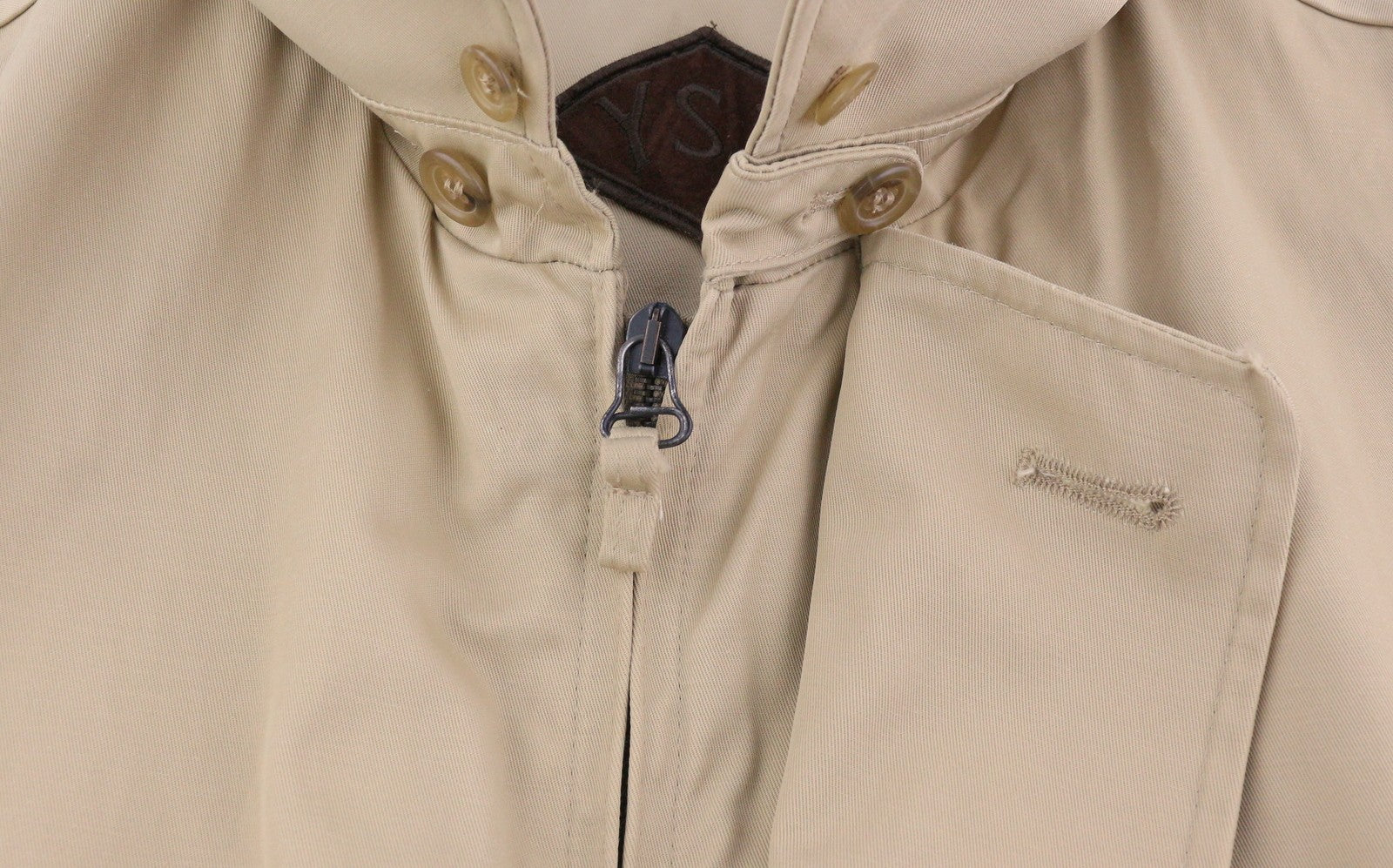 YVES SAINT LAURENT Men Jacket 48 Beige Full Zip Spread Collar Lined Pockets