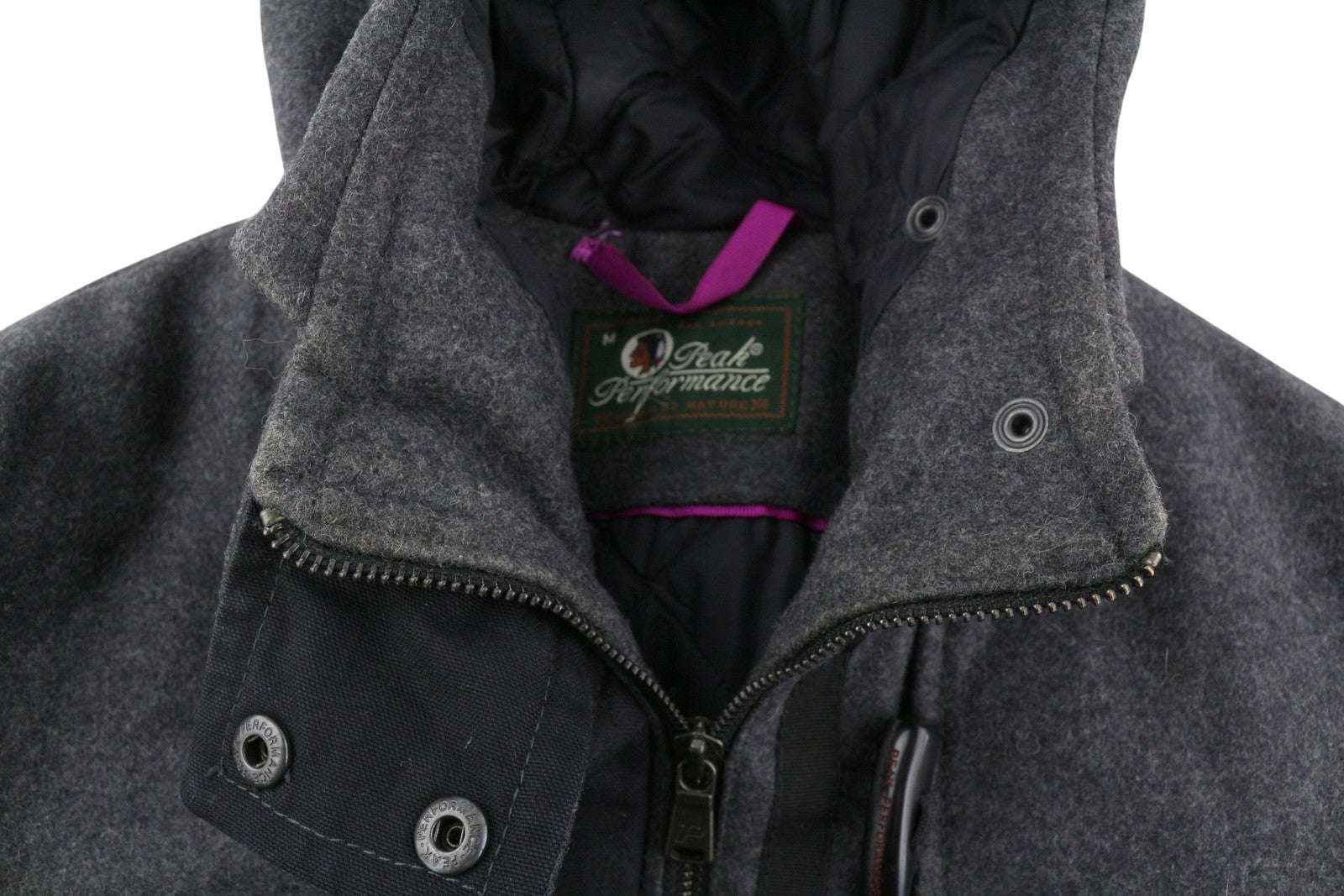 PEAK PERFORMANCE Duffle Women Coat M Melange Grey Wool Toggle Hooded