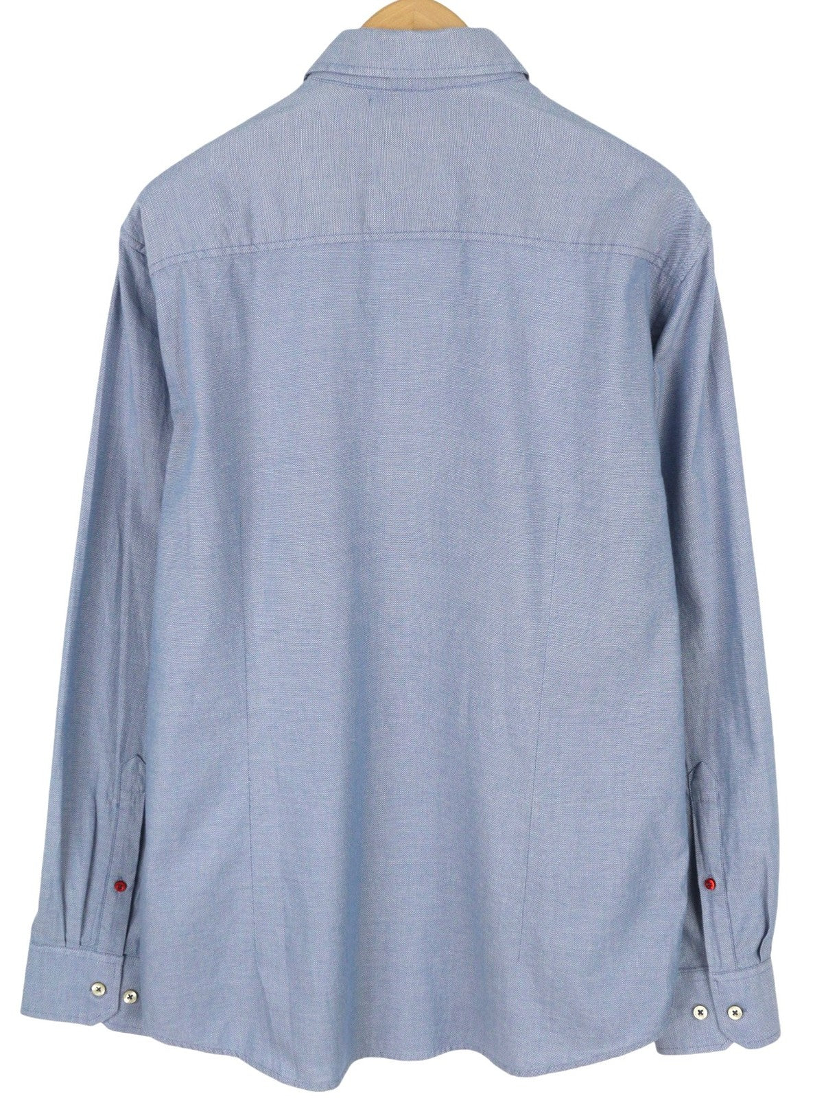 BLUE FIELDS Men Shirt L Blue Pattern Button Down Patch Pocket Casual