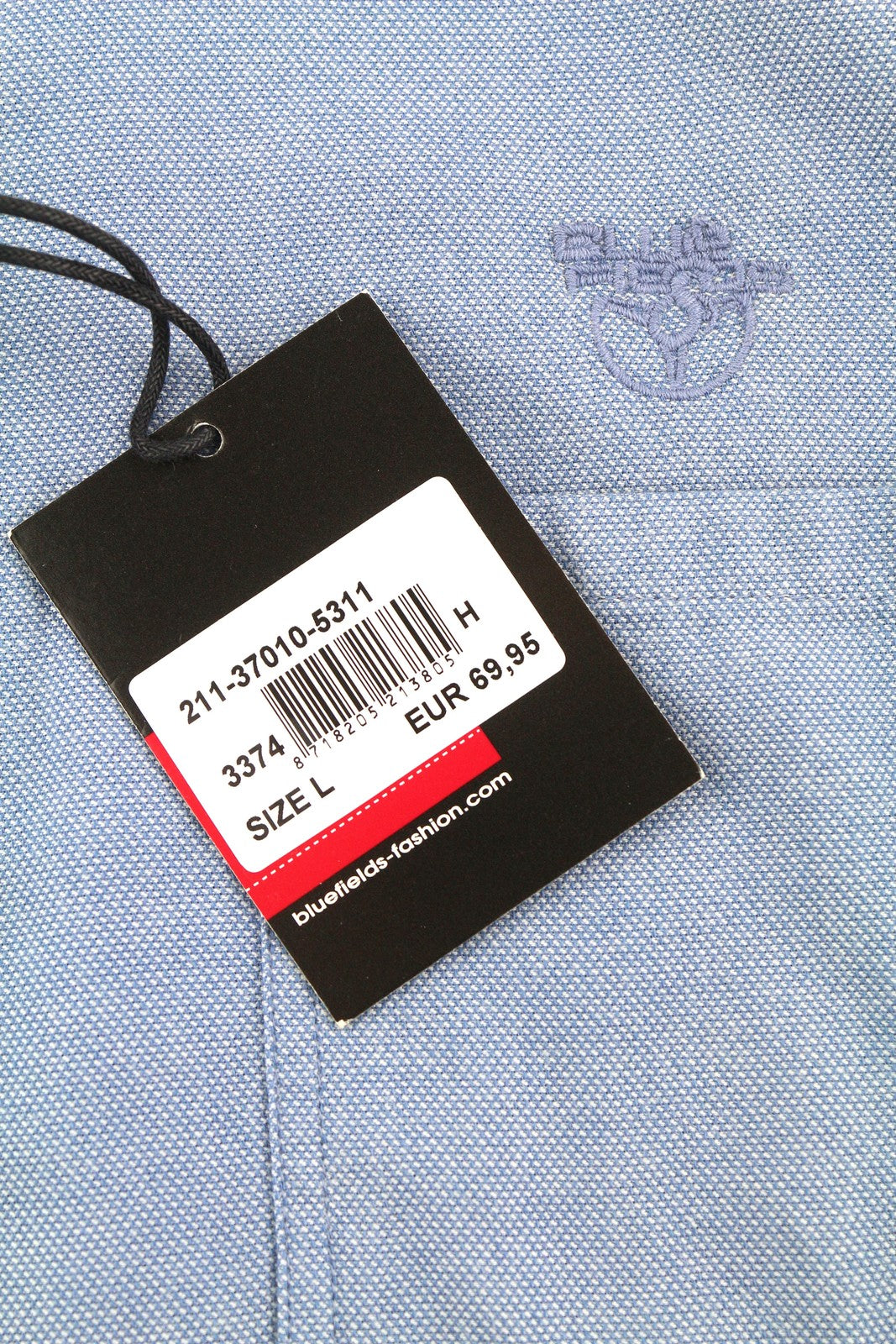 BLUE FIELDS Men Shirt L Blue Pattern Button Down Patch Pocket Casual