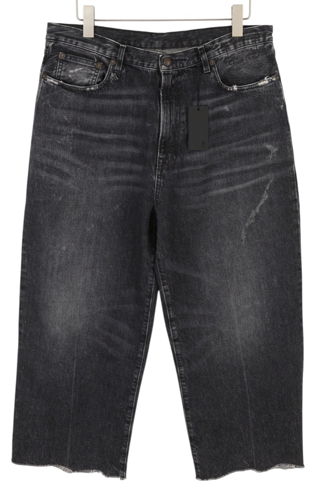 R13 Ankled D'Arcy Women Jeans 31 Everit Black Distressed Straight Denim